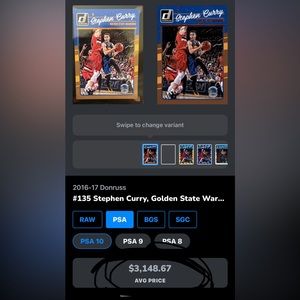 Steph Curry, ISA, 10 and obsidian number to 99 duck hunt and a PSA 9 slam